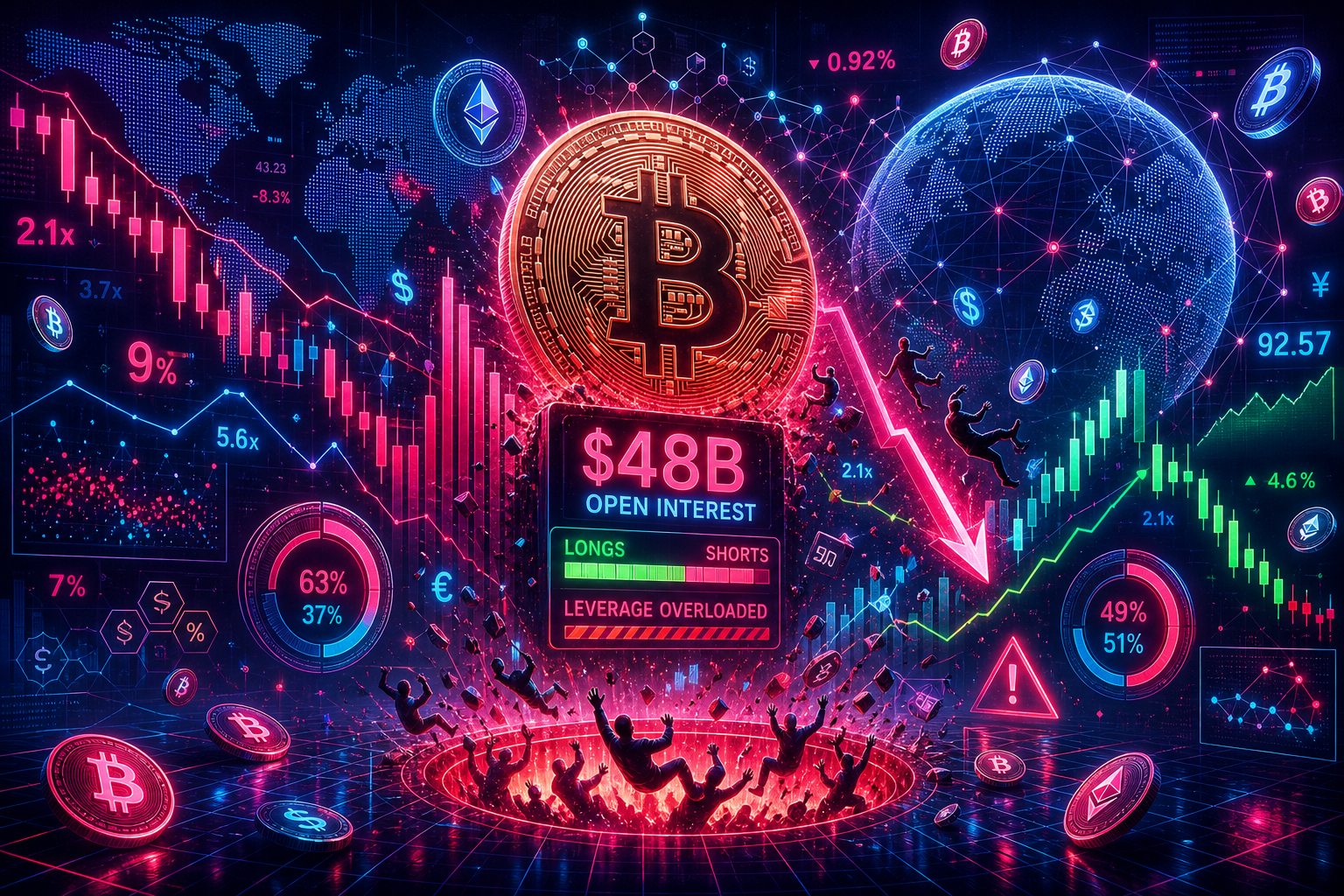 A $48 billion Bitcoin leverage trap is about to trigger a massive forced exit the moment price boundaries break