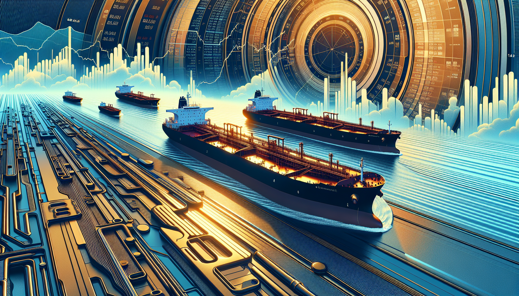 Three oil supertankers sail through the Strait of Hormuz