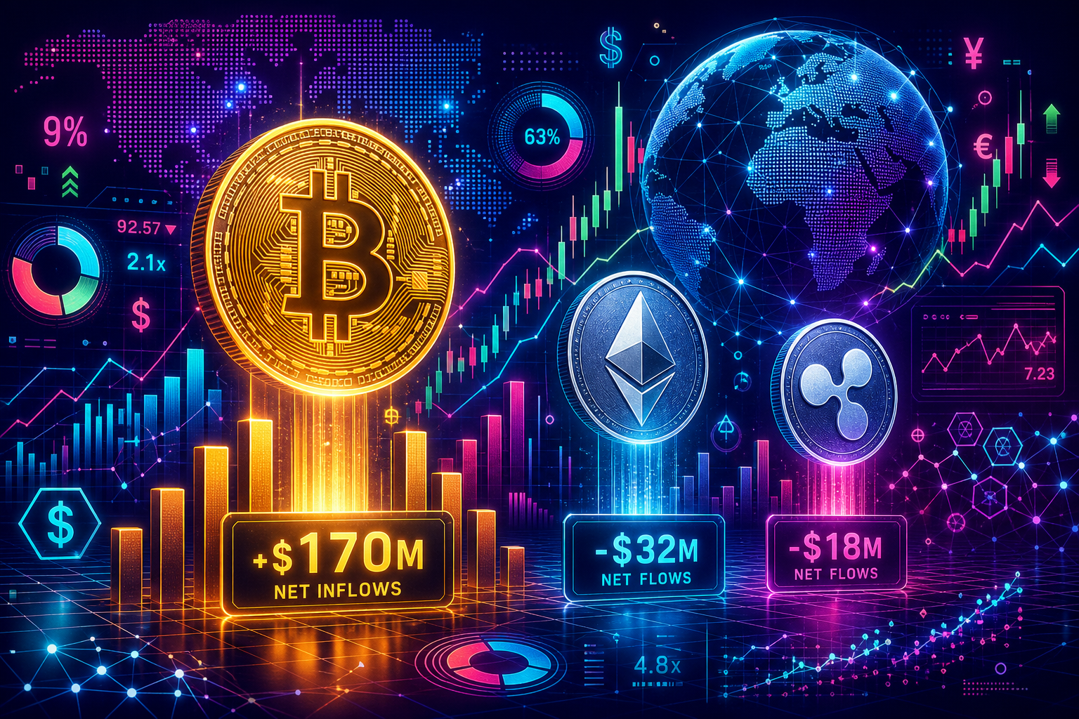 BTC vs ETH vs XRP: Which ETFs Attracted the Most Money on Monday?
