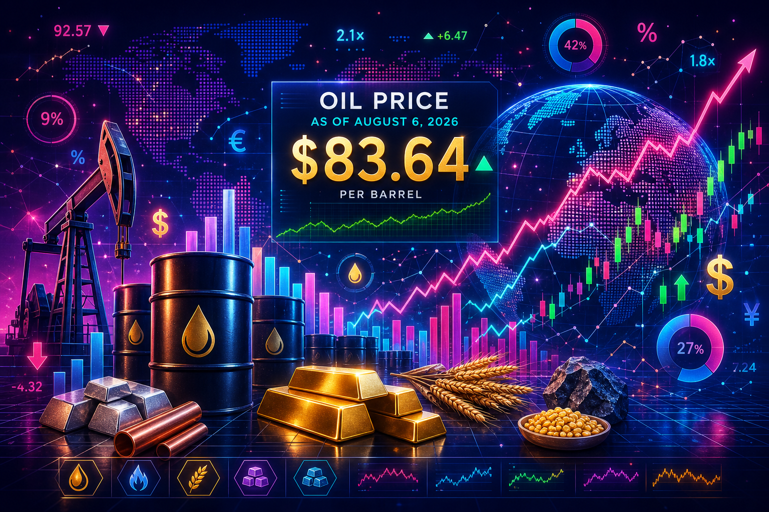 Current price of oil as of August 6, 2026