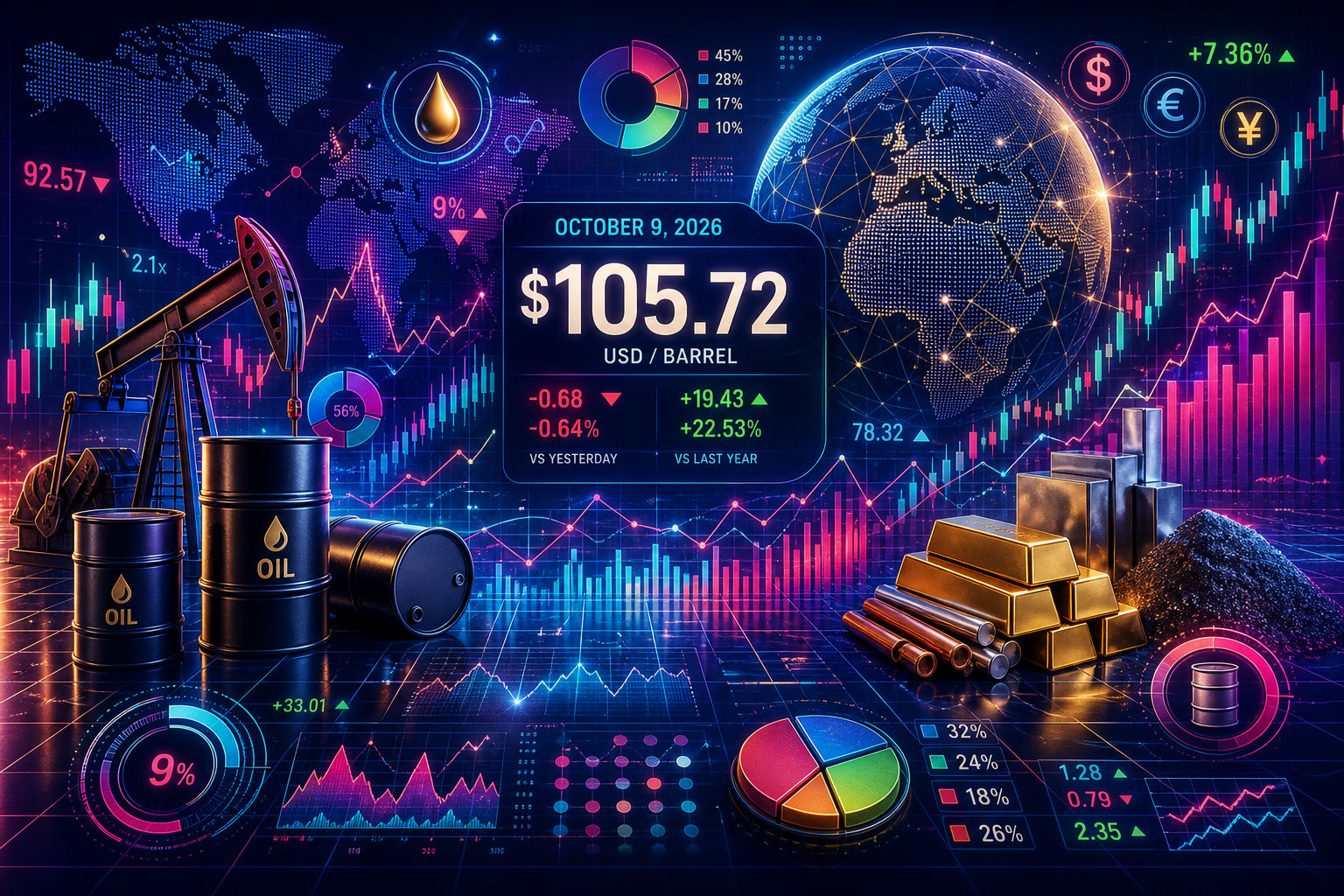 Current price of oil as of October 9, 2026
