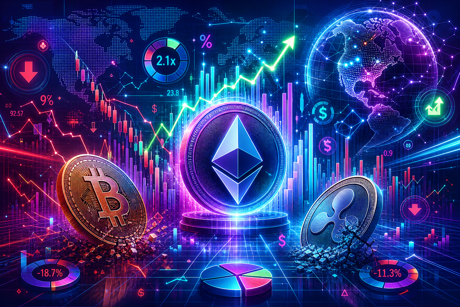 ETH Becomes the Crowd Favorite as BTC Slides and XRP Struggles