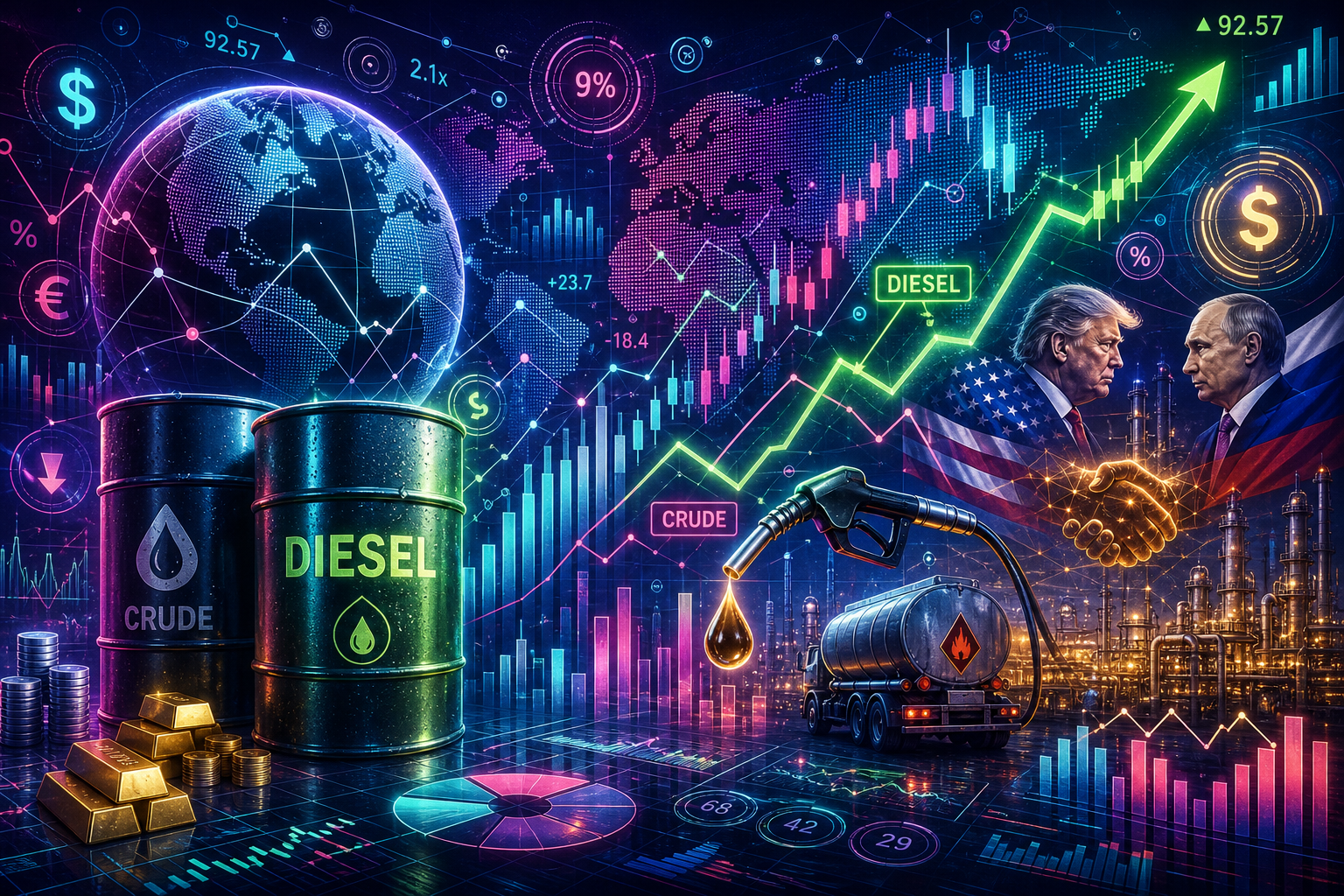 For the first time ever, 10-year bond yields track diesel prices more closely than crude, and Trump’s fuel deal with Putin may be too little too late