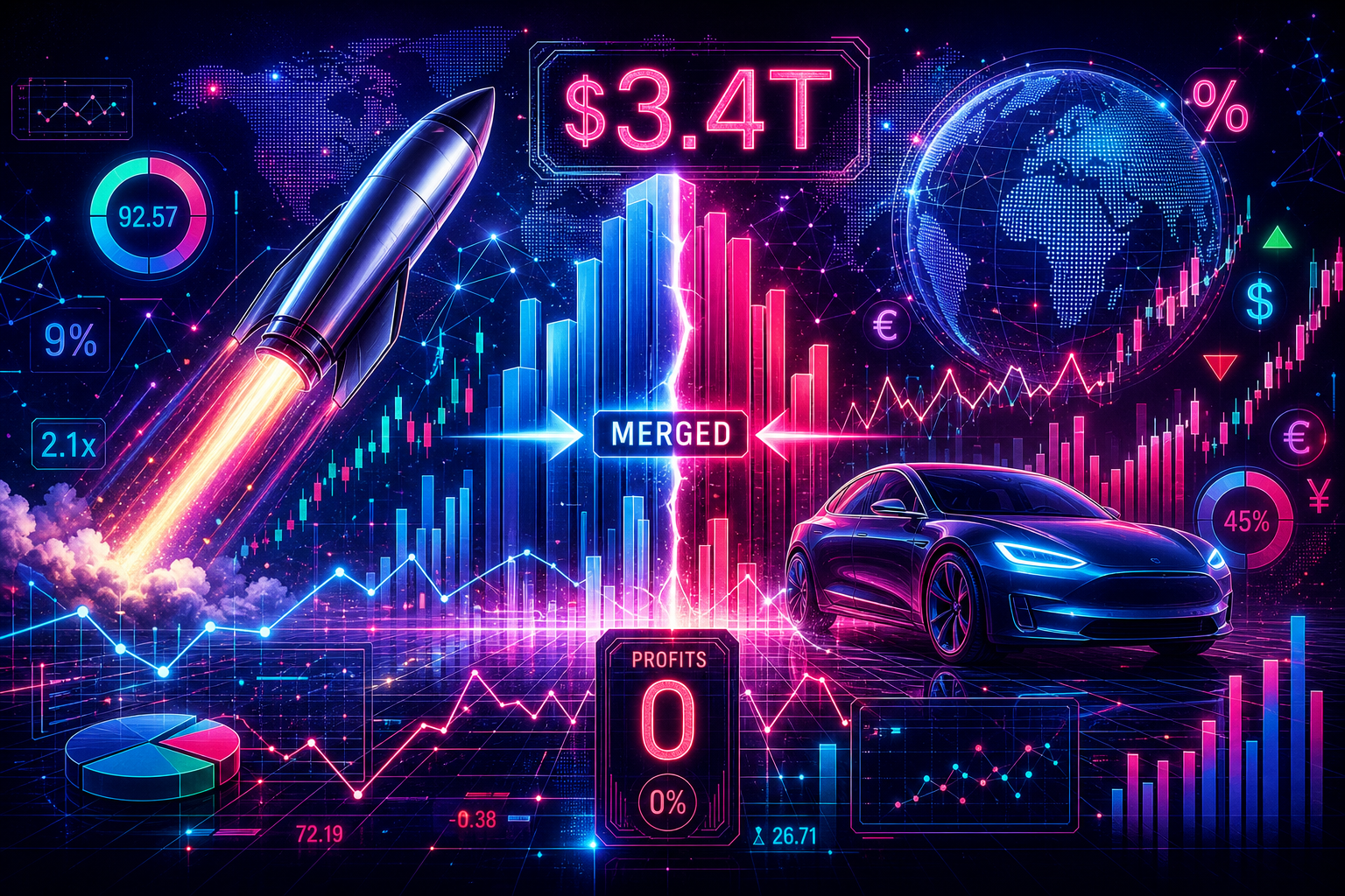 If Elon Musk merges SpaceX with Tesla he’ll create a $3.4 trillion behemoth—with zero profits