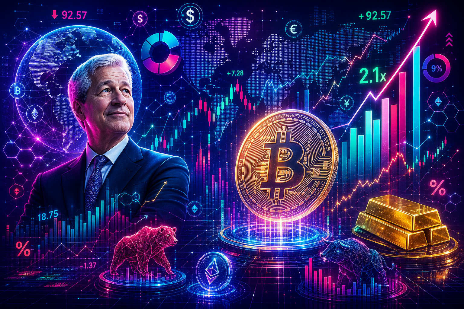 Jamie Dimon Hated Bitcoin: JPMorgan Now Expects BTC to Beat Stocks and Gold