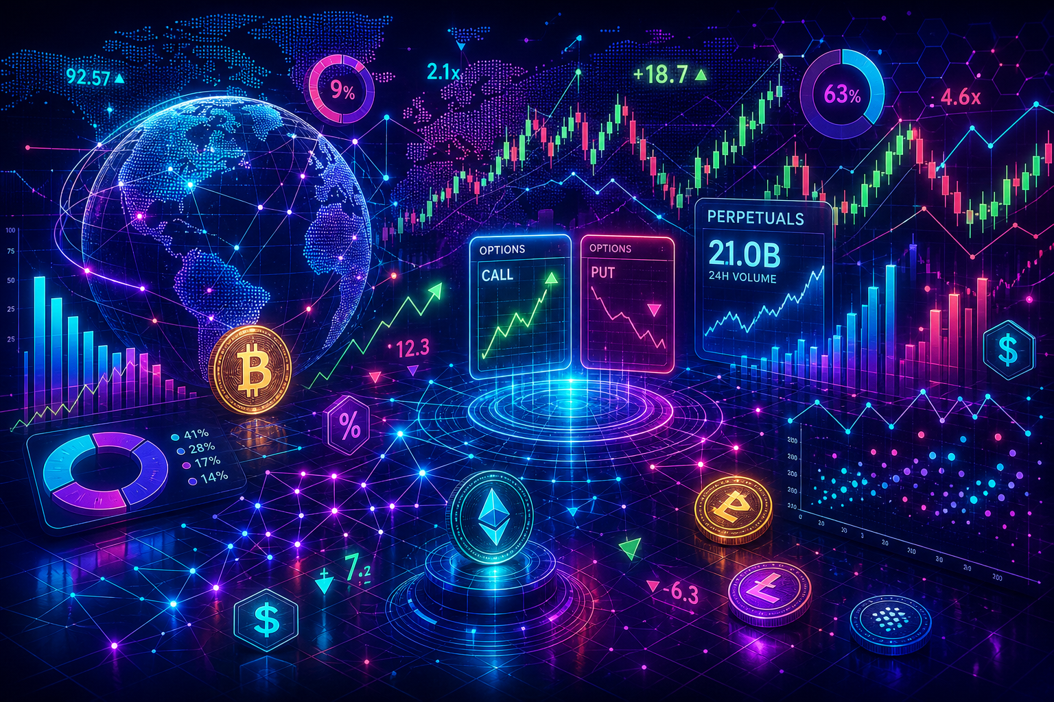 On-chain options close in on crypto’s $21B-a-day perp market to deepen liquidity everywhere