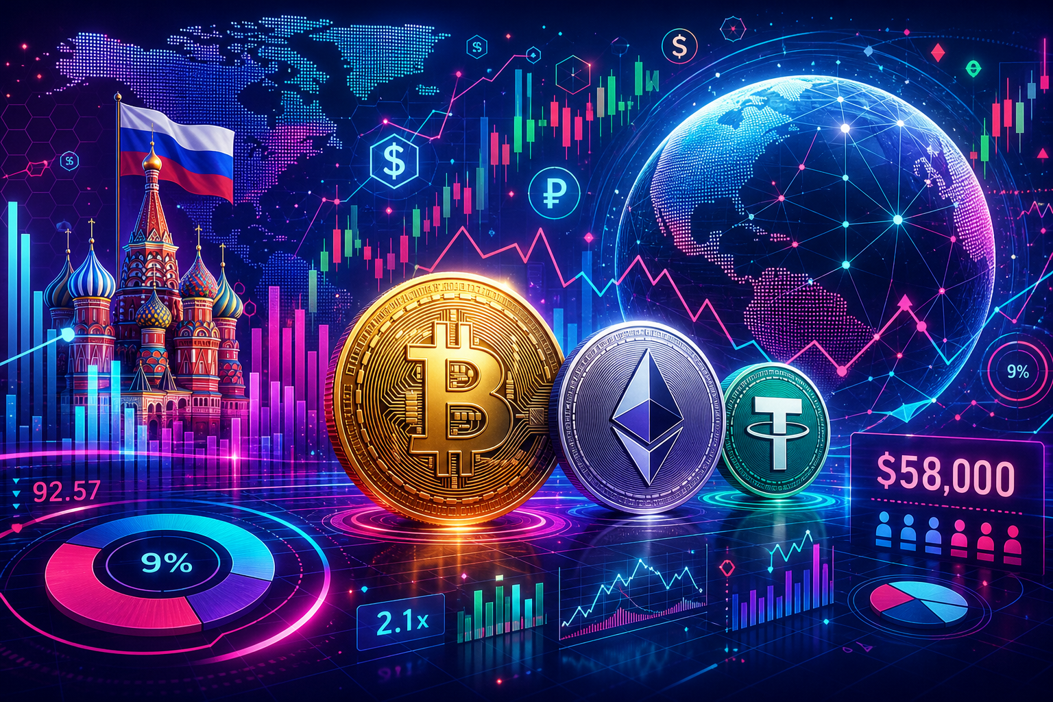 Russia picks Bitcoin, Ethereum and USDT for public trading as retail faces $58,000 cap