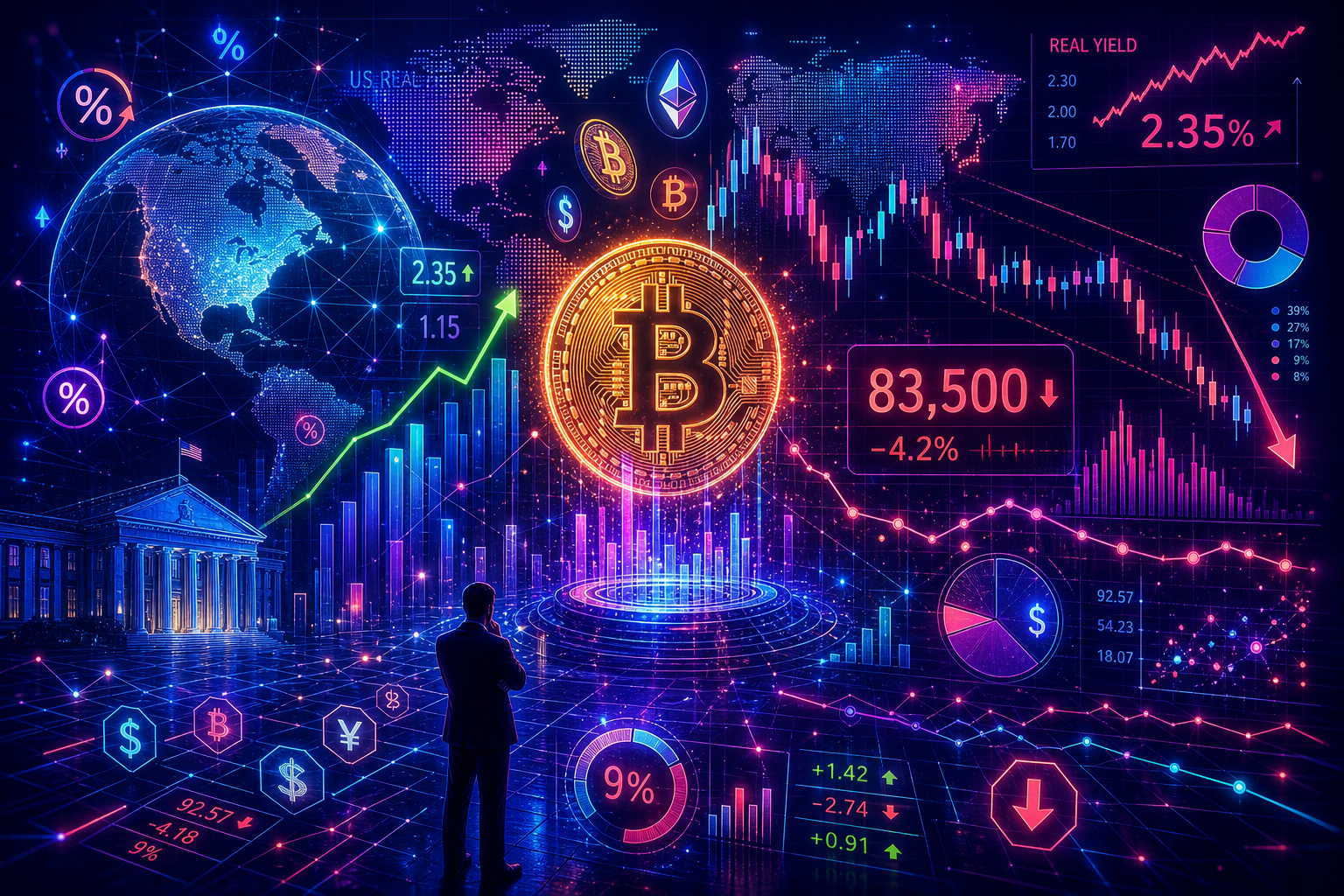 Why surging US real yields are quietly forcing Bitcoin under $84,000