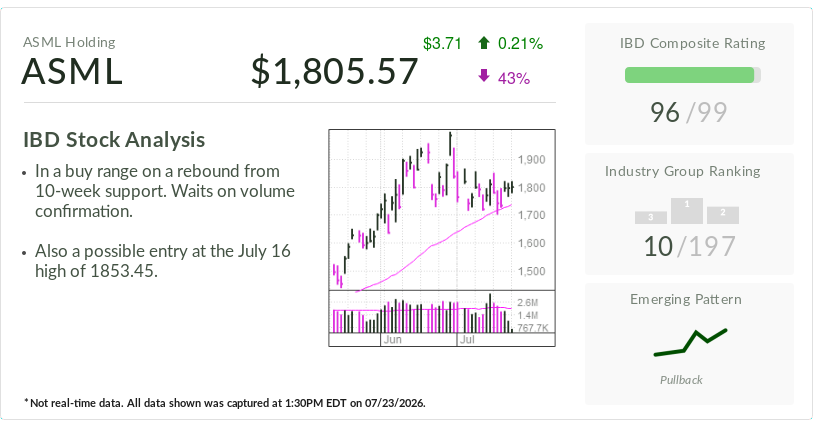 ASML, IBD Stock Of The Day, Rebounds From Post-Earnings Swoon