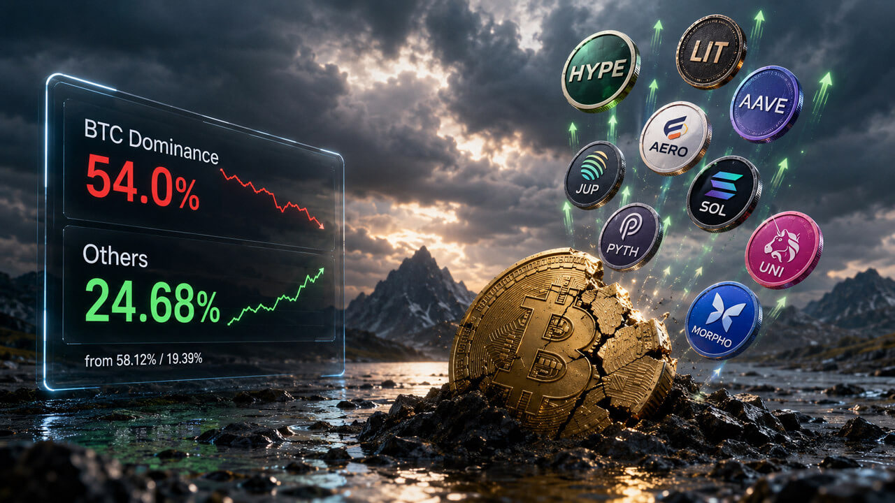 Bitcoin dominance hits one-month low as altcoin winners start breaking away