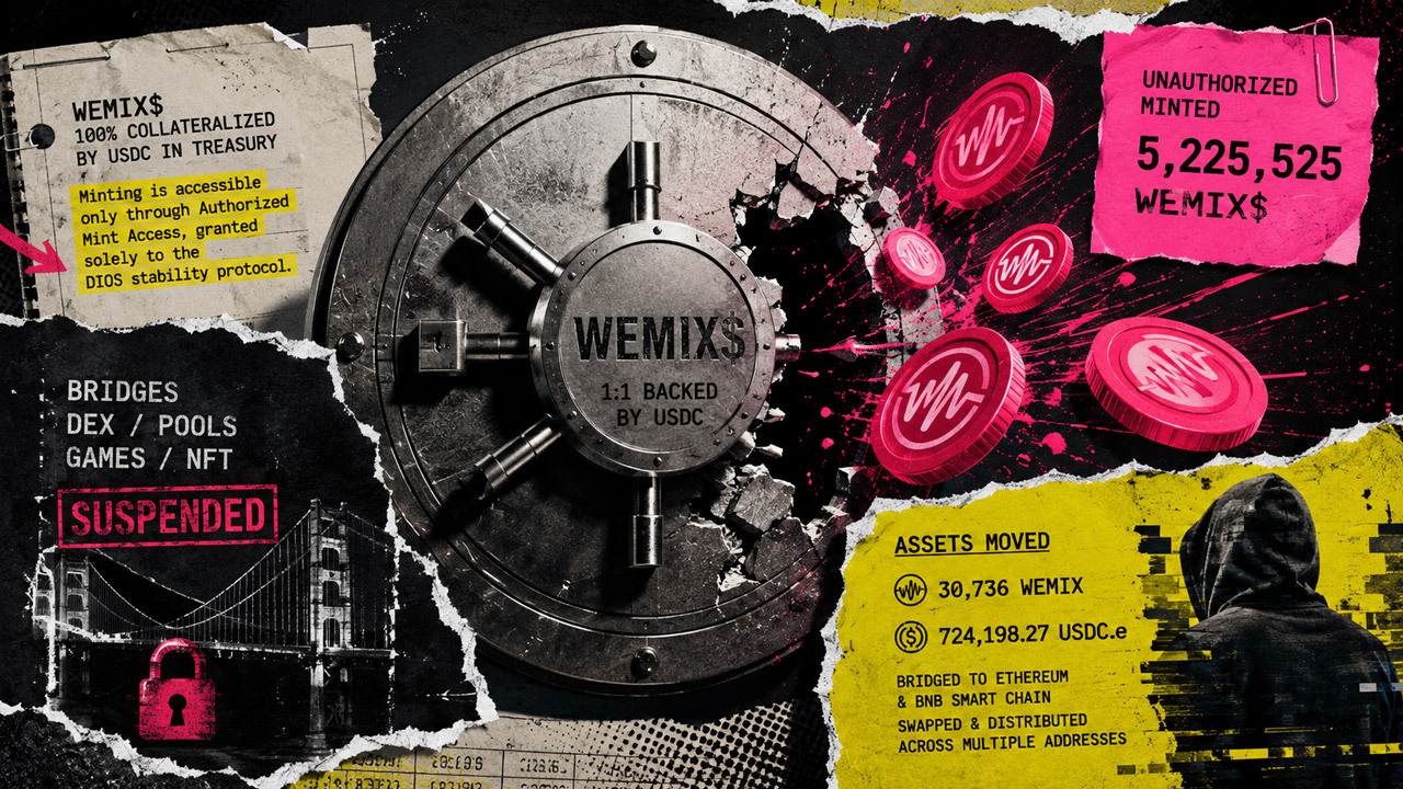 Compromised owner contract just let hackers print 5.2 million WEMIX stablecoins out of thin air, forcing a complete network freeze