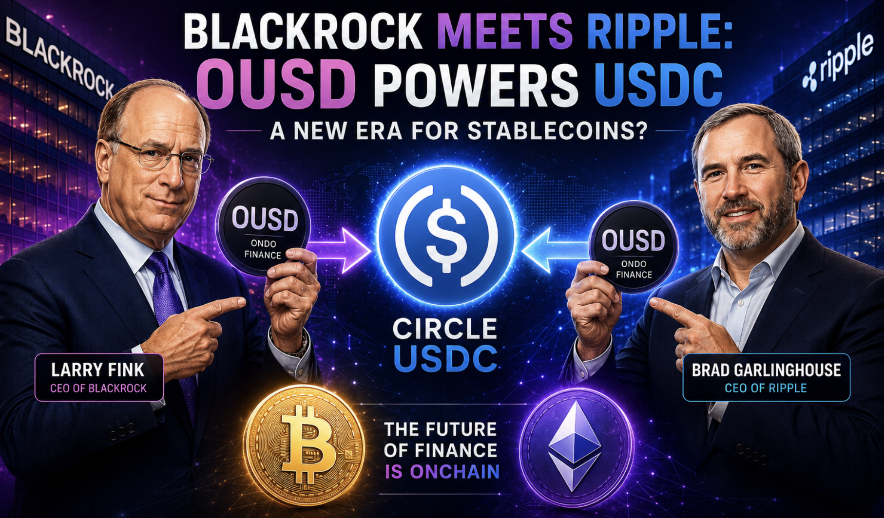 Crypto News, July 2: Circle USDC Hit by Blackrock and Ripple XRP Backed OUSD, Bitcoin and Ethereum Price Recovering