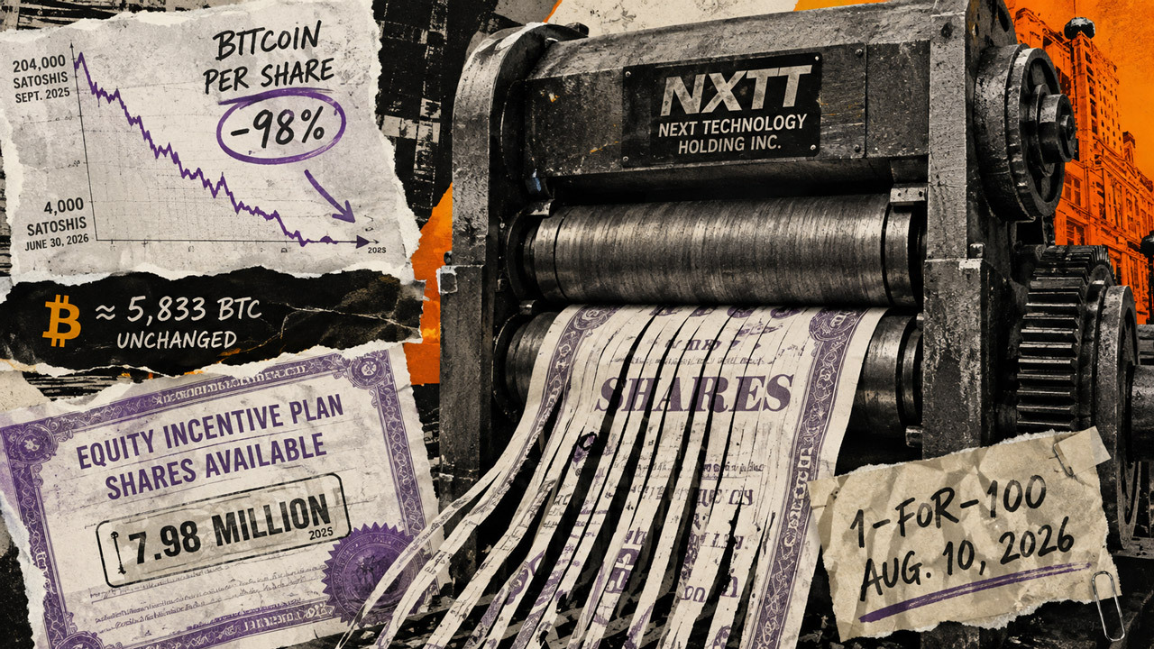 How a Nasdaq Bitcoin holder diluted investors by 98% without selling a single coin