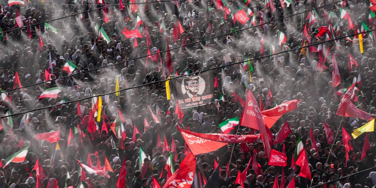 Iranians demand revenge at funeral ceremonies for supreme leader killed during war, while his replacement has yet to appear to mourn his father