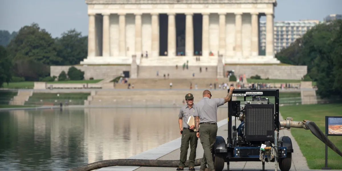 Trump once suggested his Reflecting Pool renovations would last a century. It’s now being drained again after an algae bloom and peeling paint