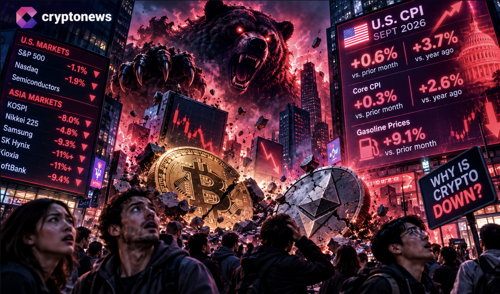 Why Is Crypto Down? Hotter CPI Fuels Fears of Delayed Fed Rate Cuts